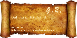 Gehring Richárd névjegykártya